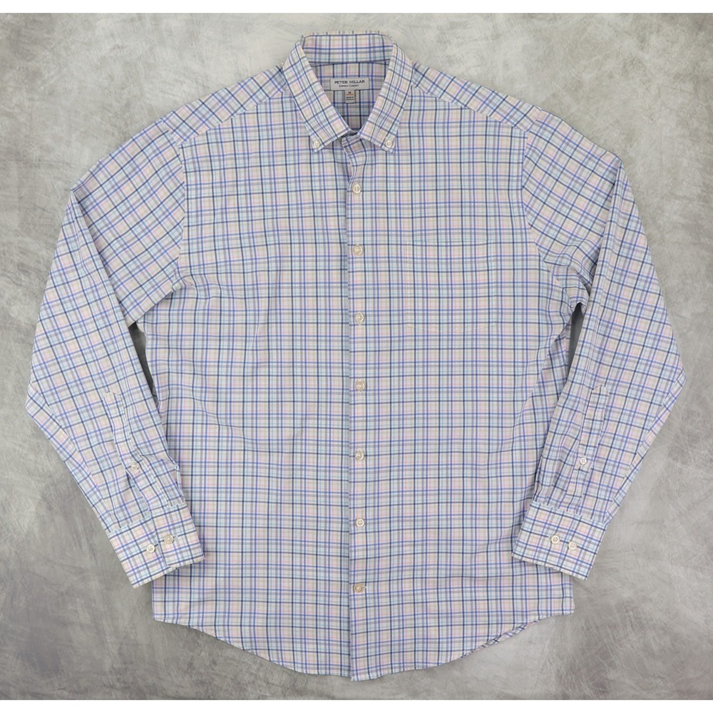 Peter Millar Roxbury Performance Poplin Sportshirt Mens Medium Summer Comfort